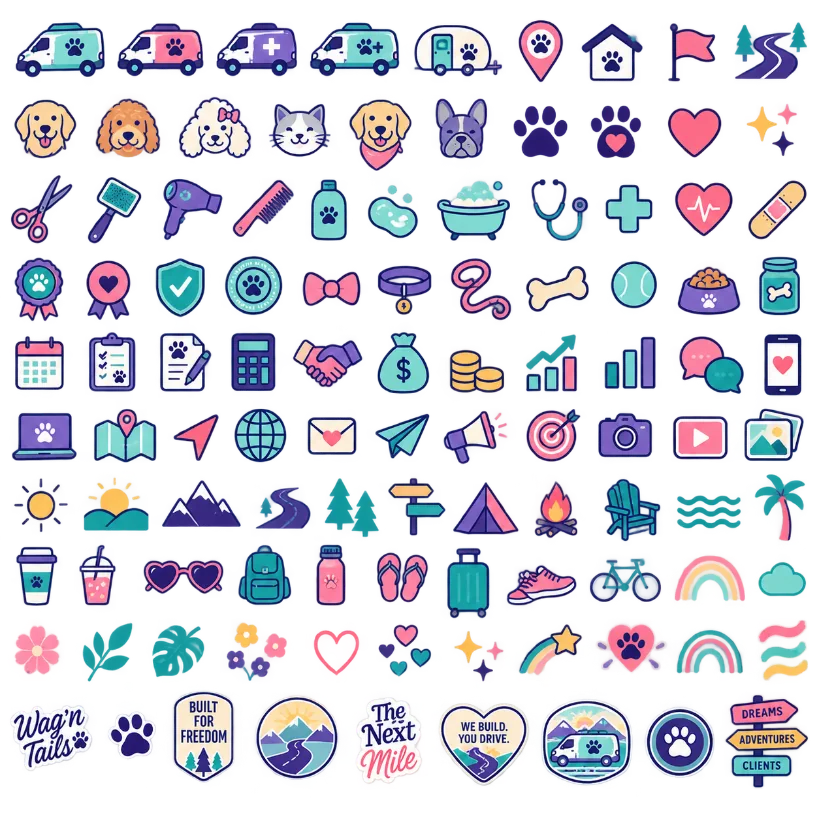 Campaign icons and stickers.